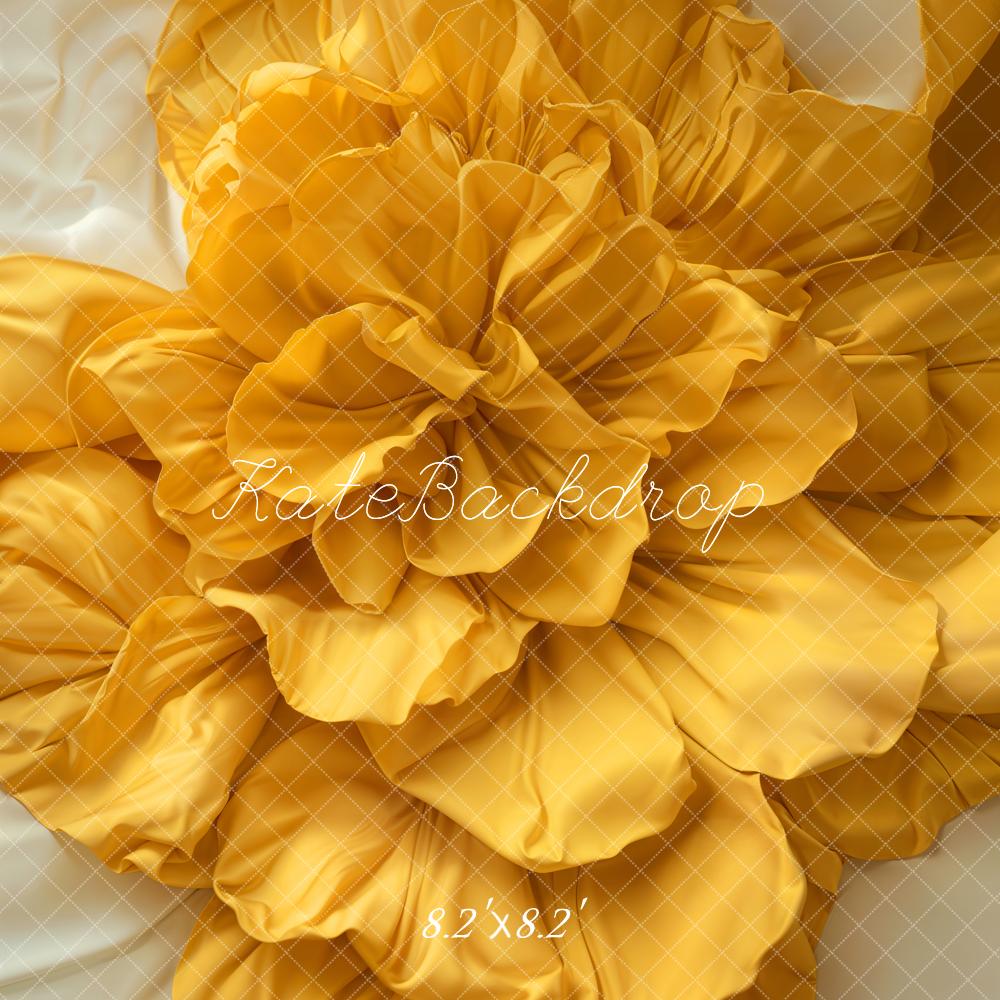 Kate Newborn Yellow Floral Texture Floor Backdrop Designed by Emetselch