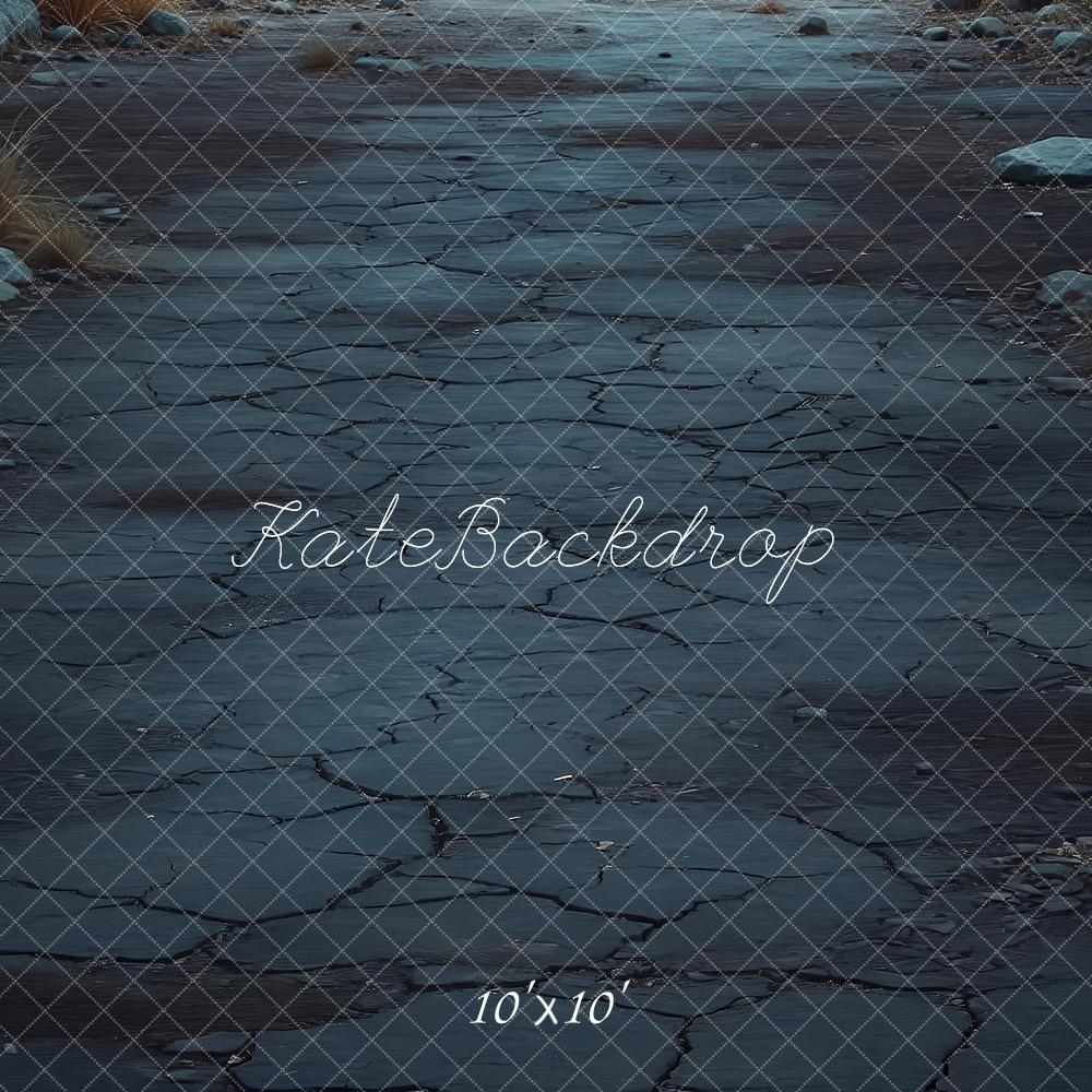 Kate Dark Cobblestone Pathway Rocks Grass Floor Printed Backdrop Designed by Laura Bybee
