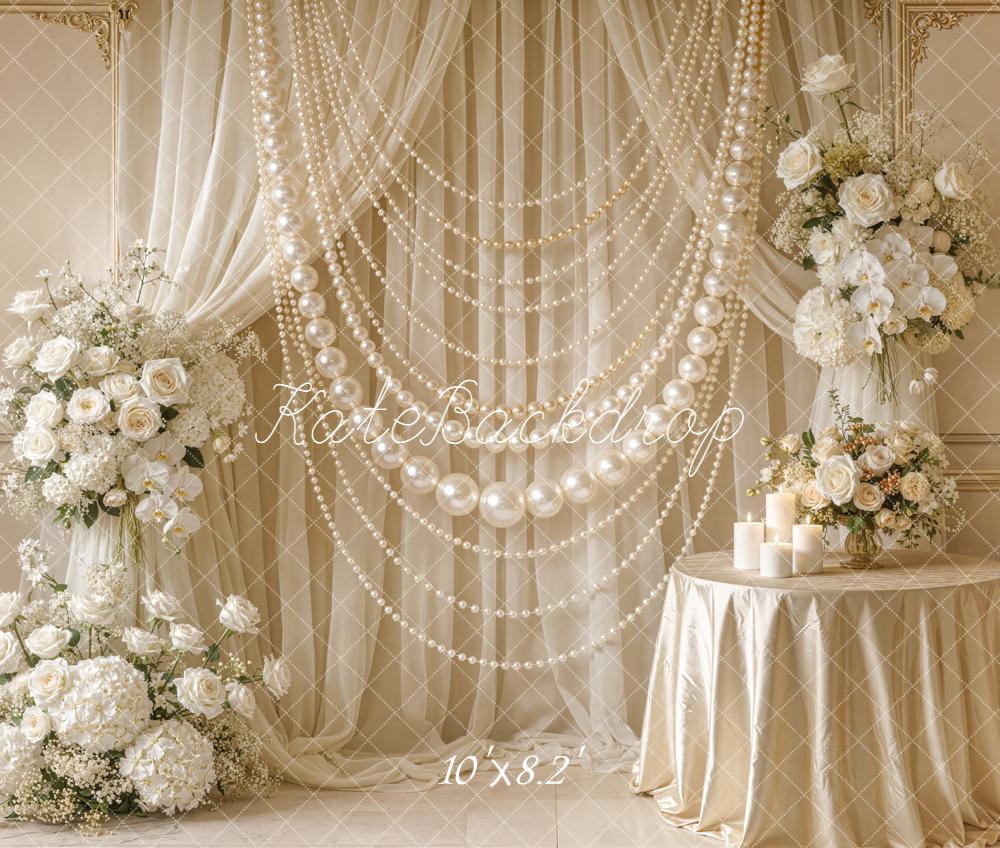 Kate Mother's Day Pearl Garland Floral Elegant Wedding Backdrop Designed by Emetselch