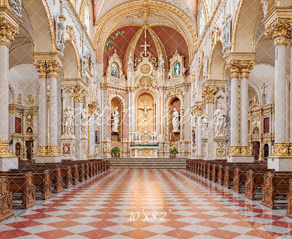 Kate Retro Architecture Ornate Church Interior Backdrop Designed by Emetselch