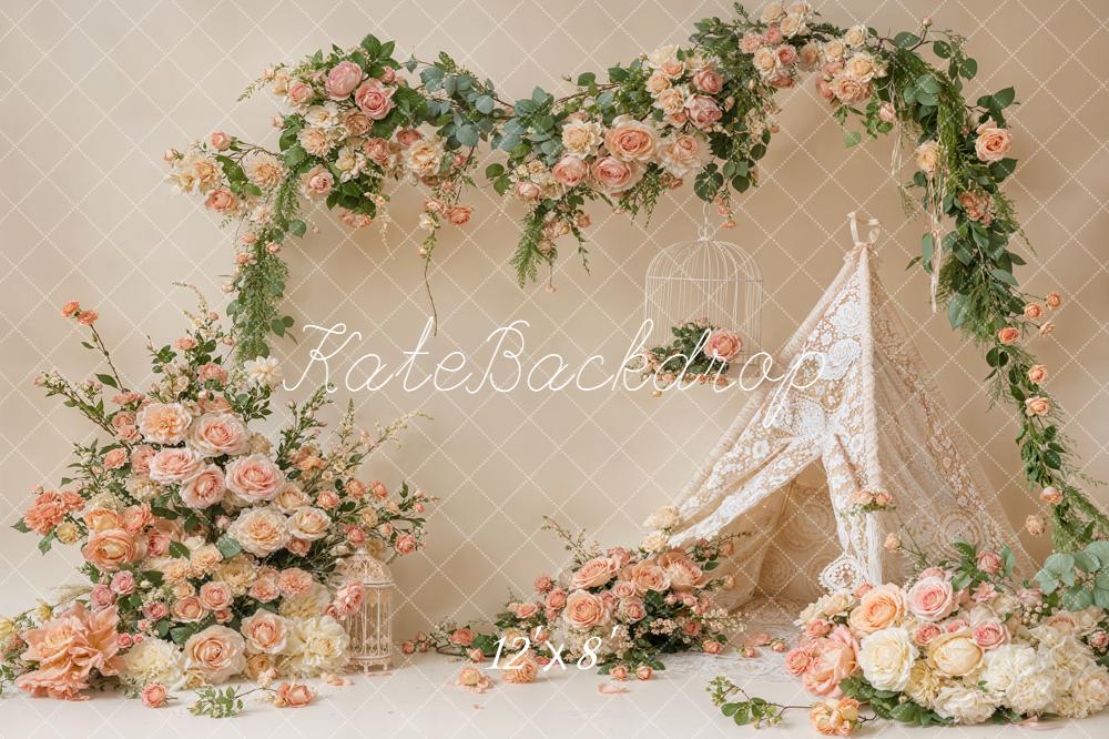 Kate Spring Flower Arch Floral Tent Cream Roses Backdrop Designed by Emetselch