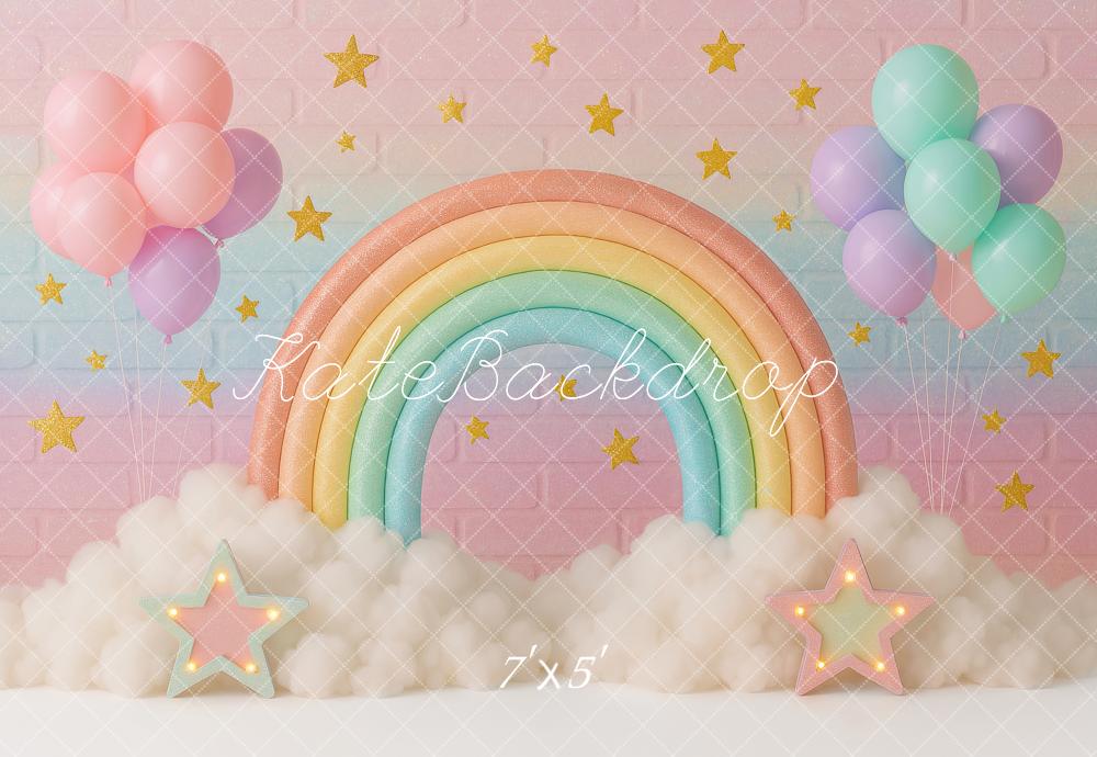 SALE Kate Cake Smash Rainbow Cloud Balloons Backdrop Designed by Ashley Paul
