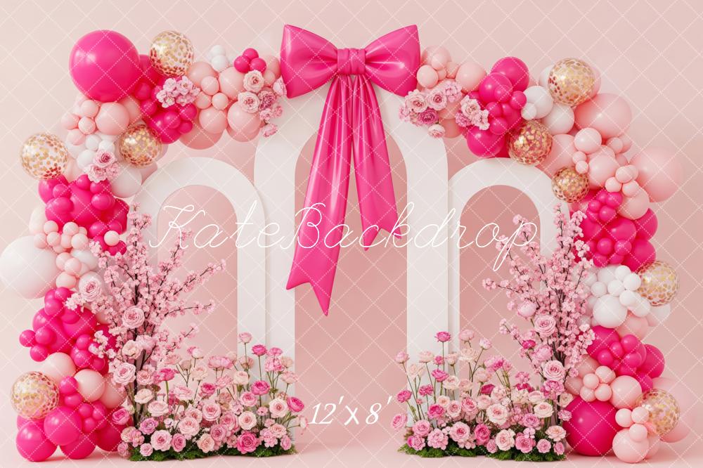 Kate Mother's Day Pink Flower Arch Balloon Bow Backdrop Designed by Patty Roberts