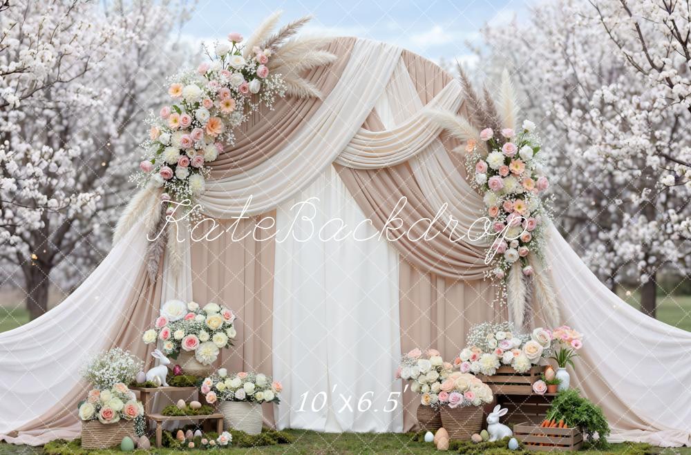 Kate Easter Bunny Flower Arch Pastel Eggs Blossoms Backdrop Designed by Mini MakeBelieve