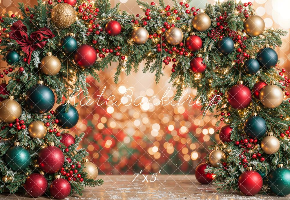 Fondo de Arco de Adornos Navideños Coloridos Diseñado por Emetselch