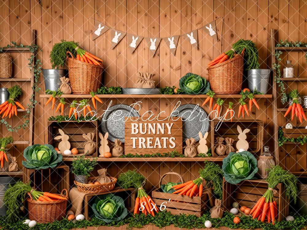 Kate Easter Bunny Treats Carrots Wooden Shelves Backdrop Designed by Patty Roberts
