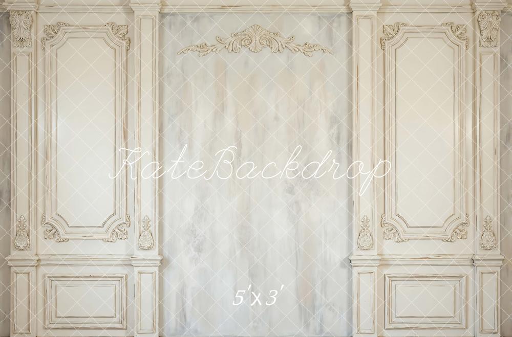 Kate Wedding Cream Ornate Vintage Wall Panel Printed Backdrop Designed by Mini MakeBelieve