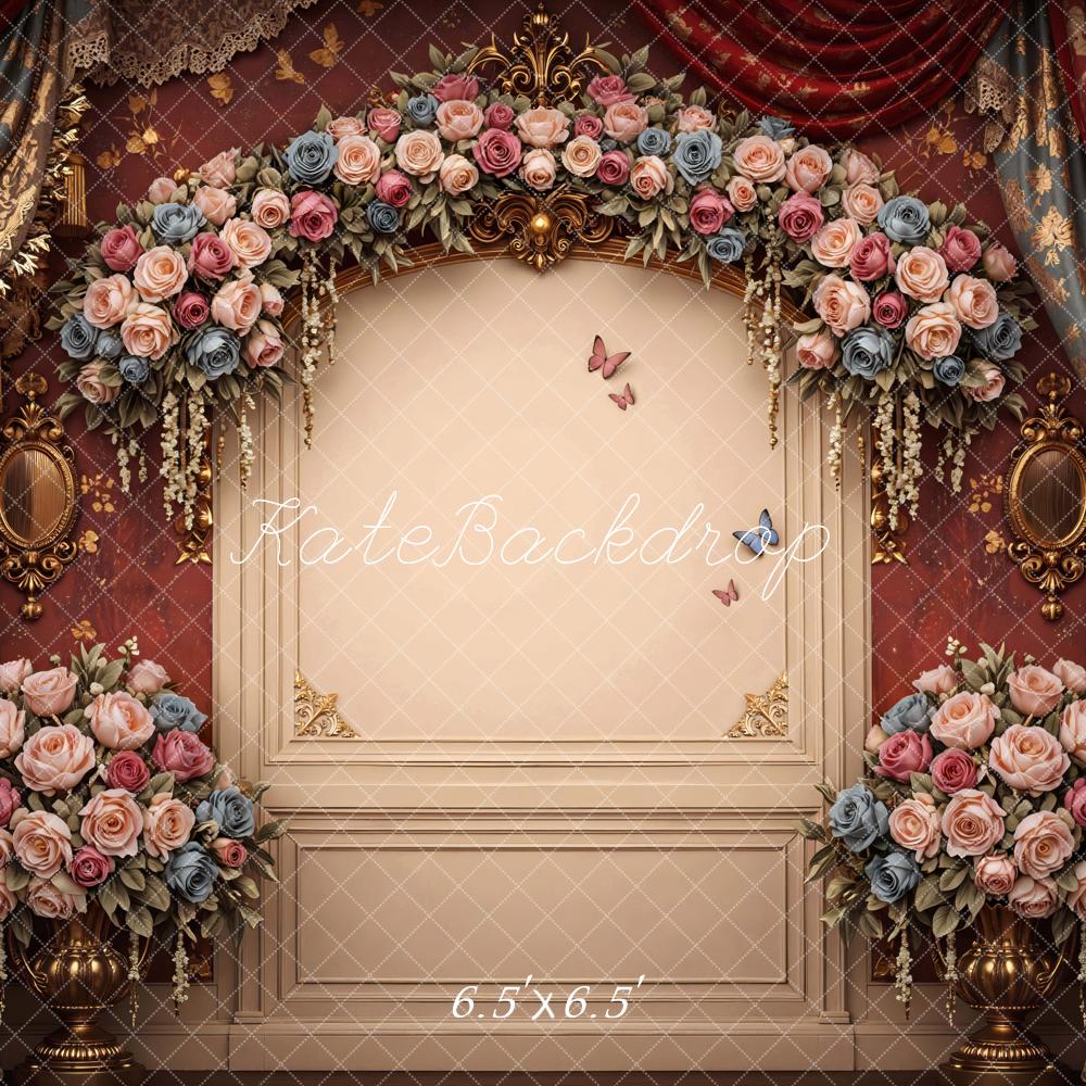 Kate Spring Flower Arch Roses Vintage Wall Drapes Backdrop Designed by Mini MakeBelieve