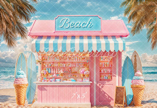 Kate Beach Candy Ice Cream Shop Printed Backdrop Designed by Emetselch