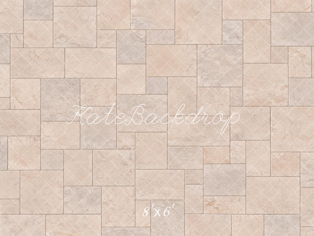Kate Beige Marble Tile Floor Printed Backdrop Designed by Emetselch