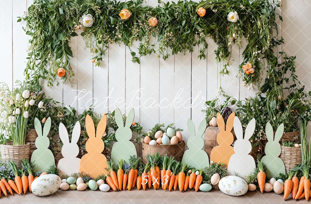 Silhouette de Conejo de Pascua Floral Fondo Blanco Diseñado por Emetselch