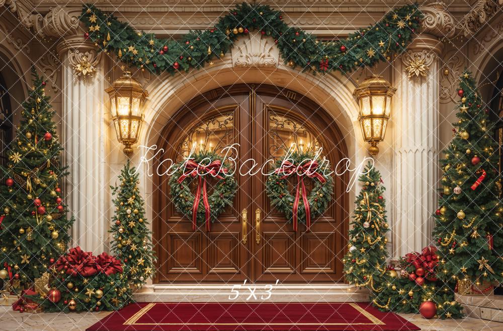 Kate Christmas Garland Wreath Trees Retro Doorway Arch Backdrop Designed by Emetselch