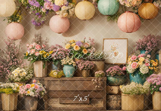 Kate Spring Floral Lanterns Vintage Printed Backdrop Designed by Emetselch