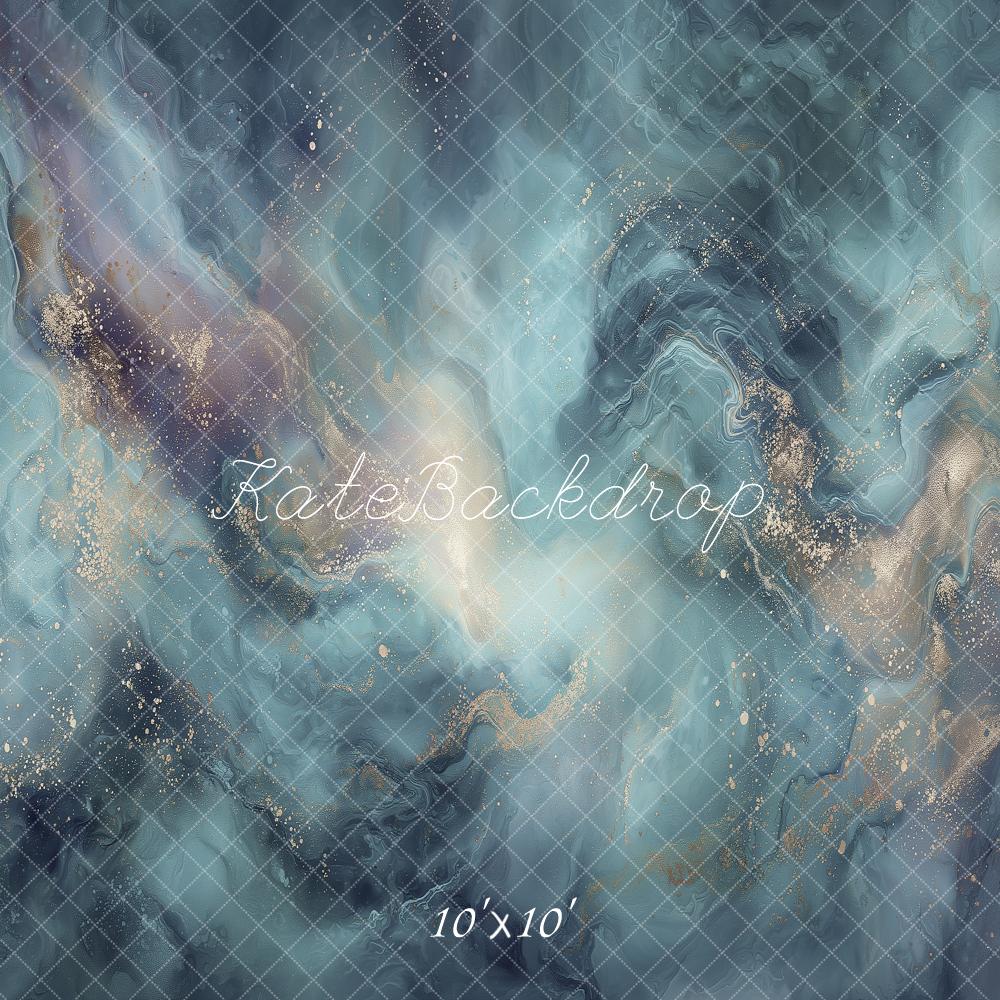 Kate Abstract Texture Blue Gold Printed Backdrop Designed by Angela Miller