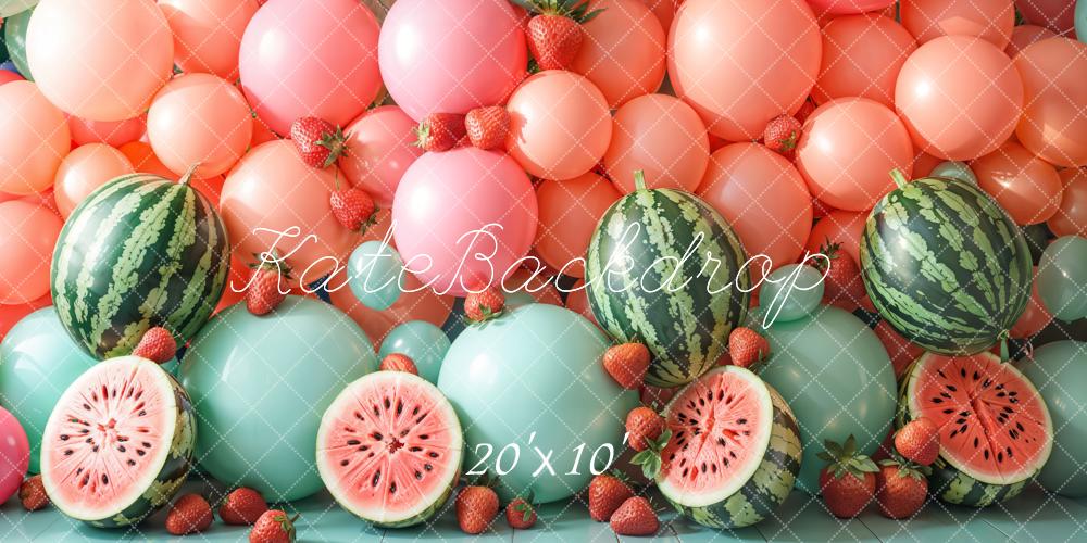 Estate Cake Smash Palloncini Anguria Fragole Sfondo Designed by Emetselch