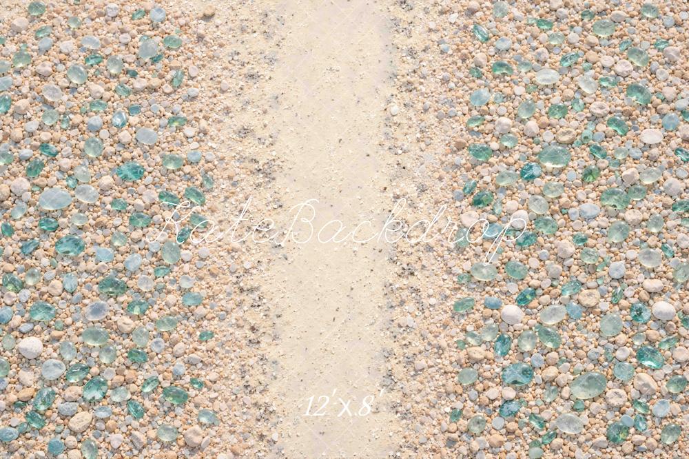 Kate Summer Sand Pebble Path Sea Glass Floor Printed Backdrop Designed by Mini MakeBelieve
