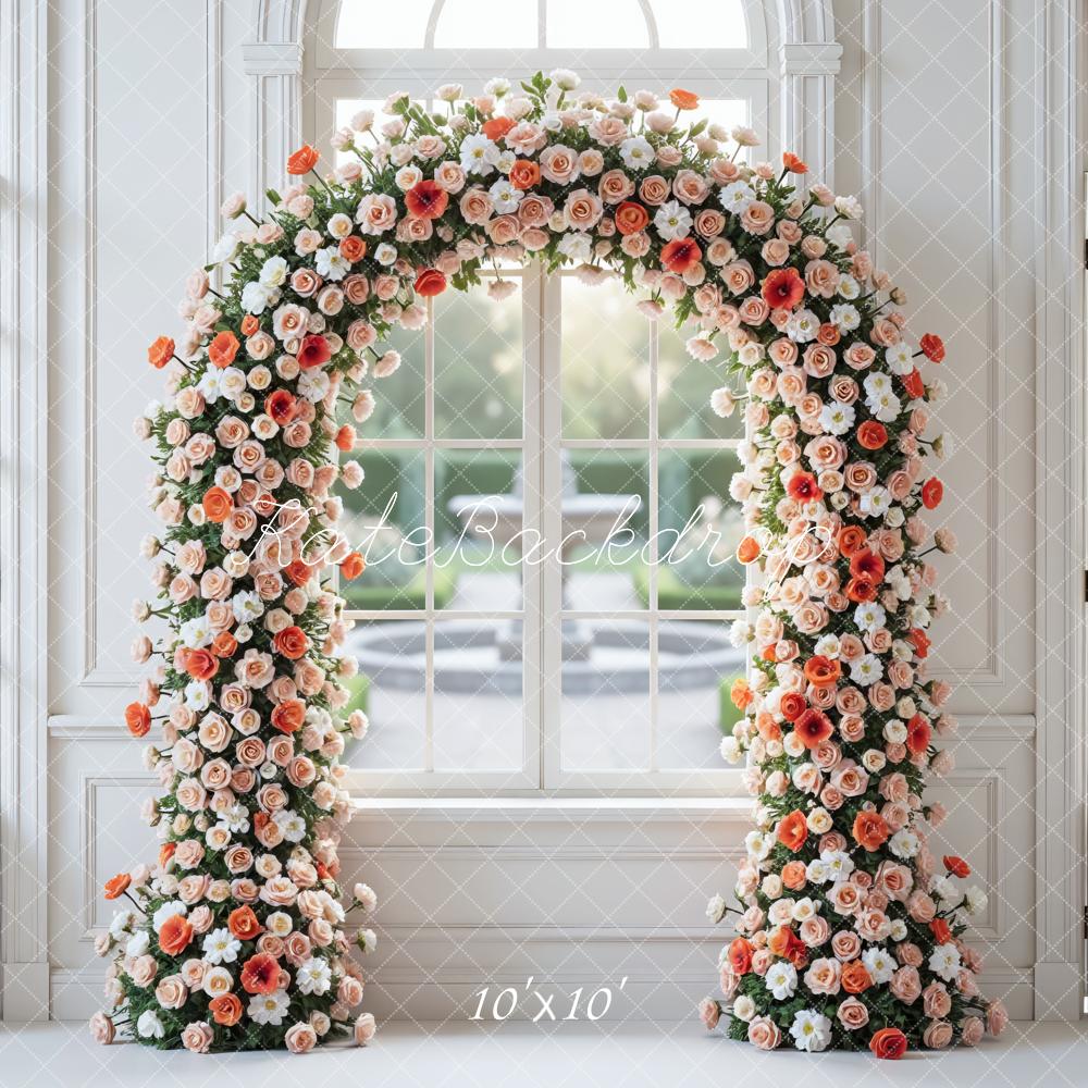 Kate Spring Flower Arch White Room Windows Backdrop Designed by Mini MakeBelieve