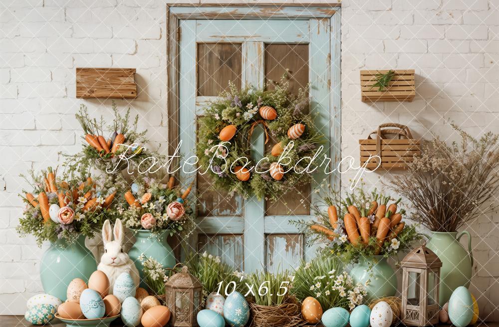 Kate Easter Bunny Floral Rustic Barn Backdrop Designed by Emetselch
