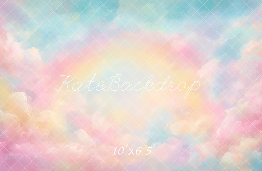 Kate Pastel Rainbow Clouds Printed Backdrop Designed by Angela Miller