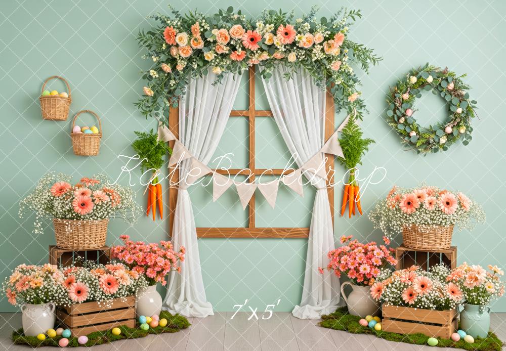 Kate Easter Bunny Flower Arch Window Pastel Eggs Backdrop Designed by Patty Roberts