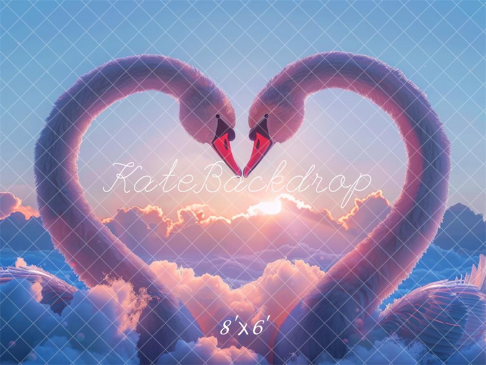 Kate Valentine Swan Heart Sunset Cloud Backdrop Designed by Mini MakeBelieve