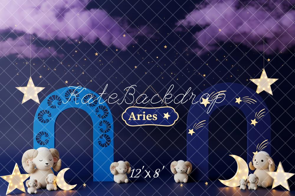 Kate Cake Smash Aries Ram Arches Stars Moon Night Sky Backdrop Designed by Patty Roberts