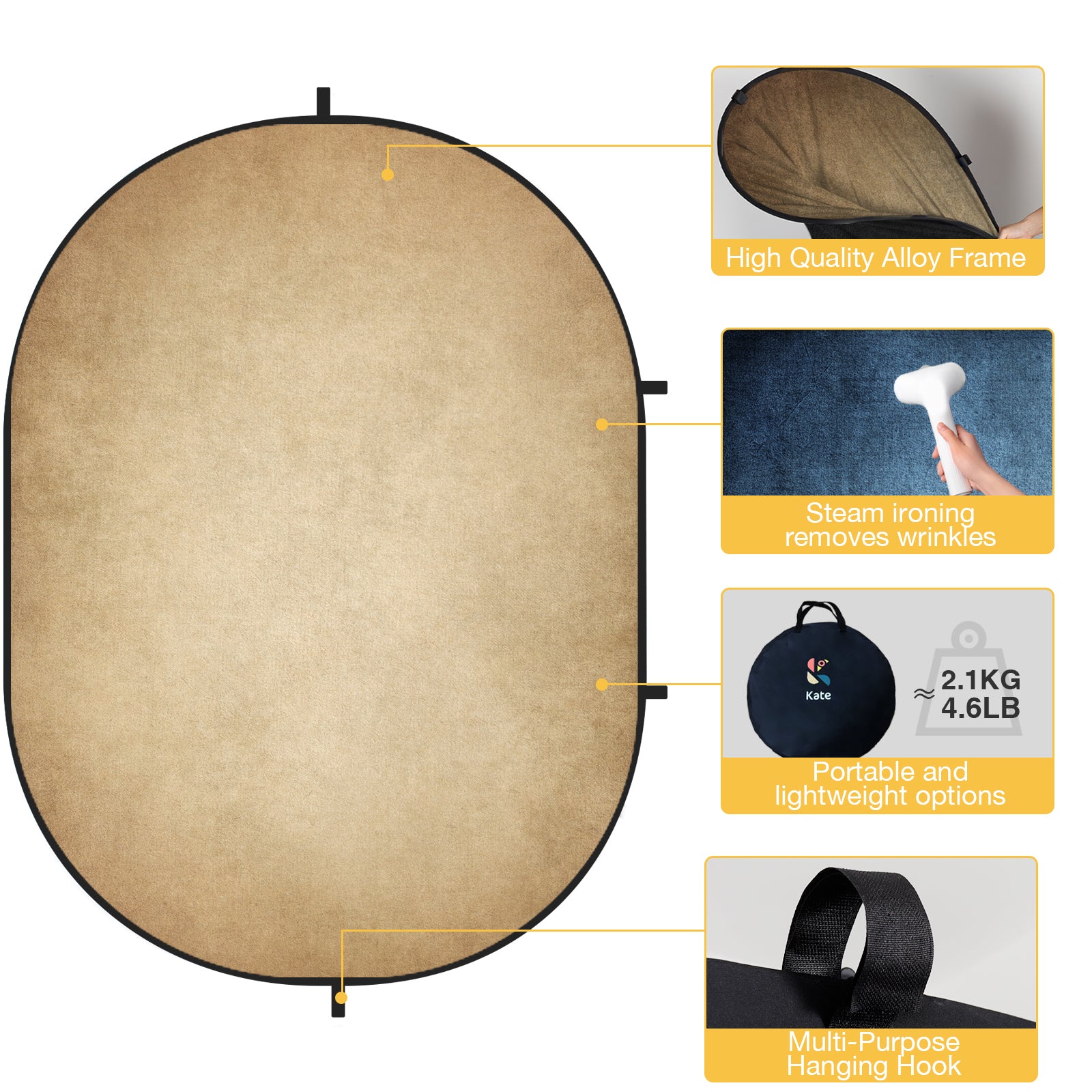 RTS Kate Abstract Blue/ Beige Microfiber Collapsible Backdrop for Photography 5X6.5ft(1.5x2m) (US & CA Only)