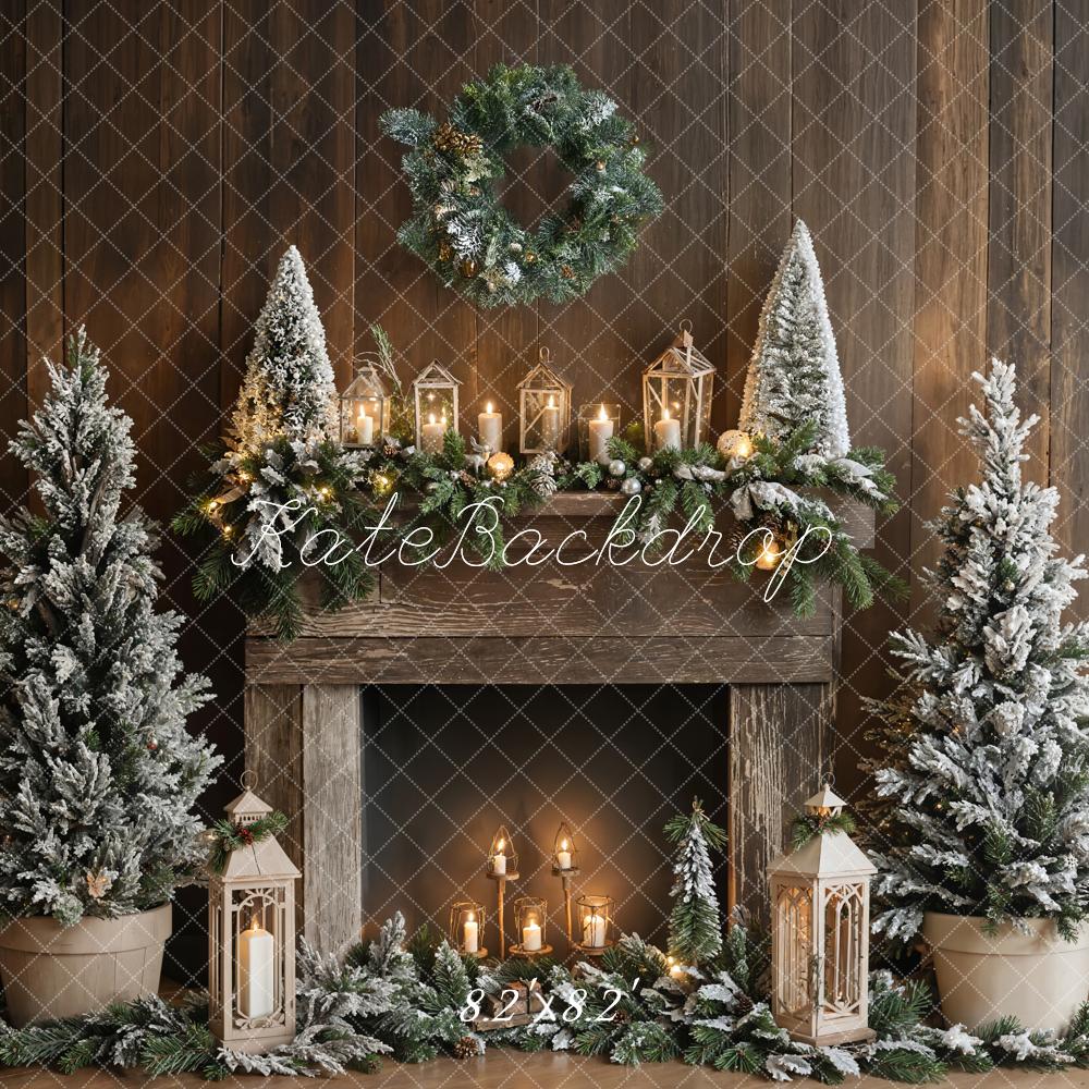 Albero di Natale Rustico Camino Lanterna Sfondo Designed by Emetselch
