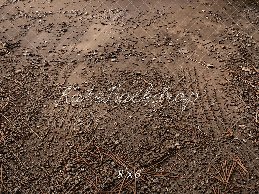 Kate Brown Dirt Gravel Tire Track Floor Printed Backdrop Designed by Kate Image