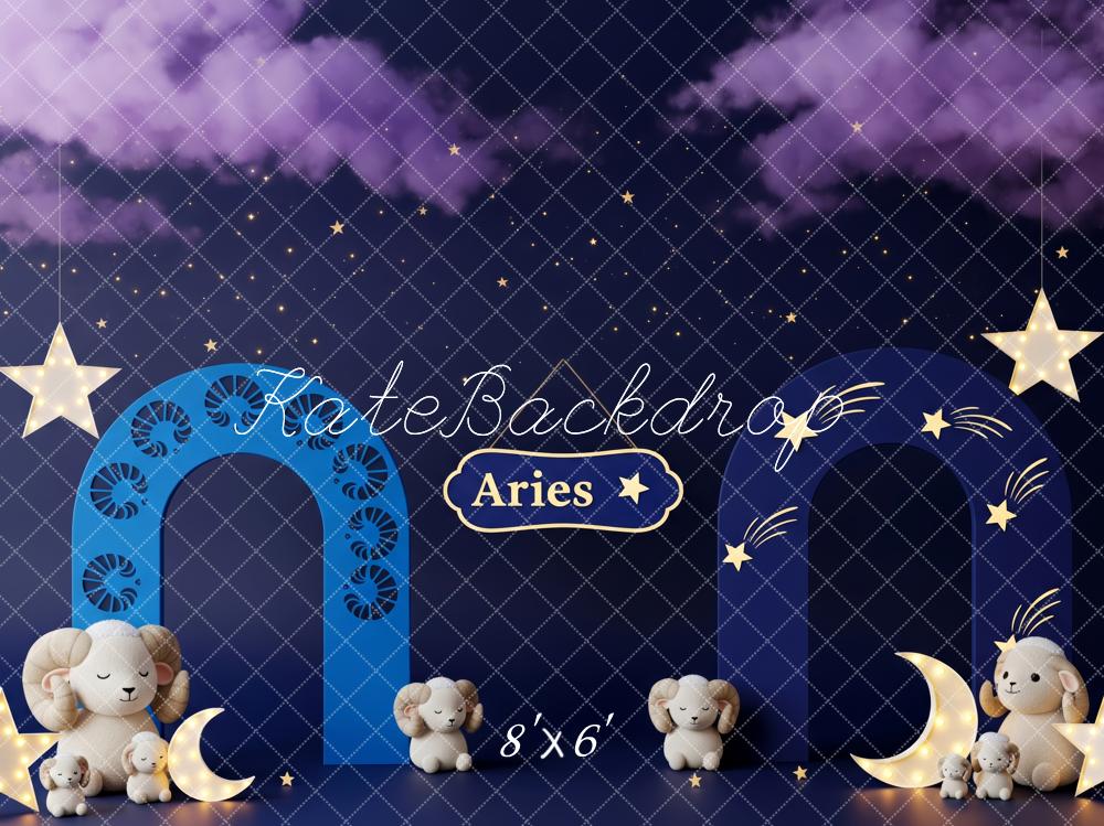 Kate Cake Smash Aries Ram Arches Stars Moon Night Sky Backdrop Designed by Patty Roberts