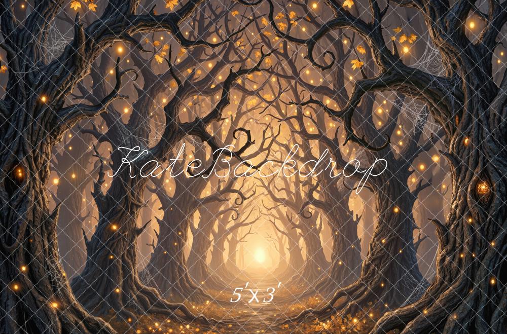Kate Halloween Twisted Trees Forest Path Printed Backdrop Designed by Mini MakeBelieve