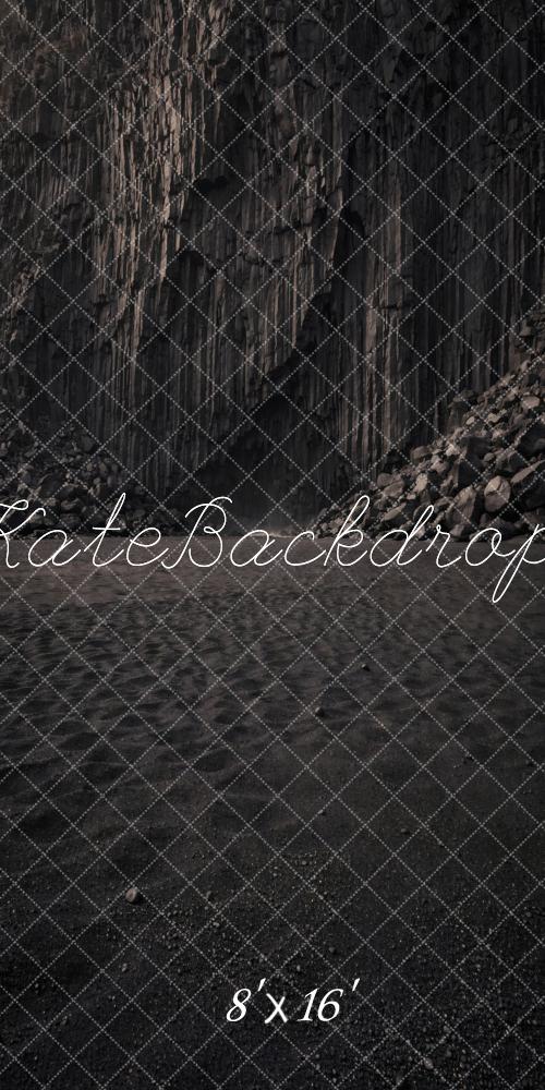 Kate Sweep Dark Basalt Cliff Rock Wall Printed Backdrop Designed by Vertigo Productions