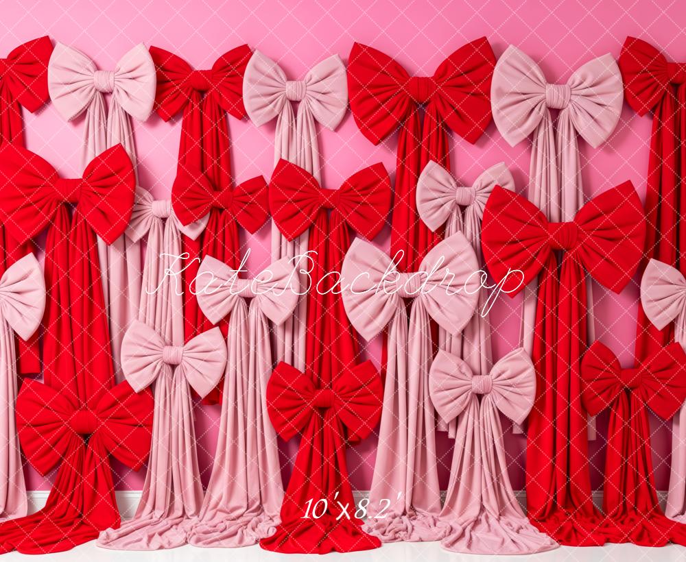 Kate Valentine's Day Pink and Red Bow Drapes Backdrop Designed by Patty Roberts