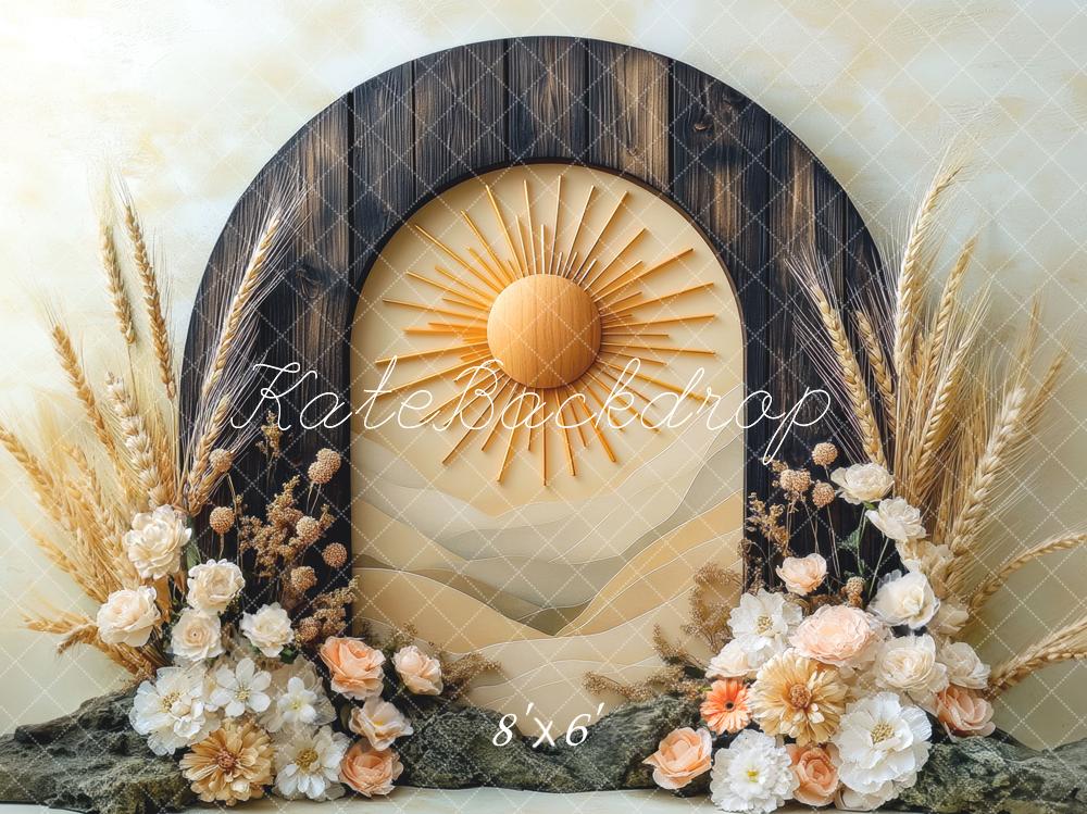 Kate Boho Sunburst Floral Arch Backdrop Designed by Mini MakeBelieve