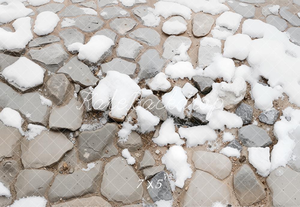Kate Winter Cobblestone with Snow Floor Backdrop Designed by Kate Image
