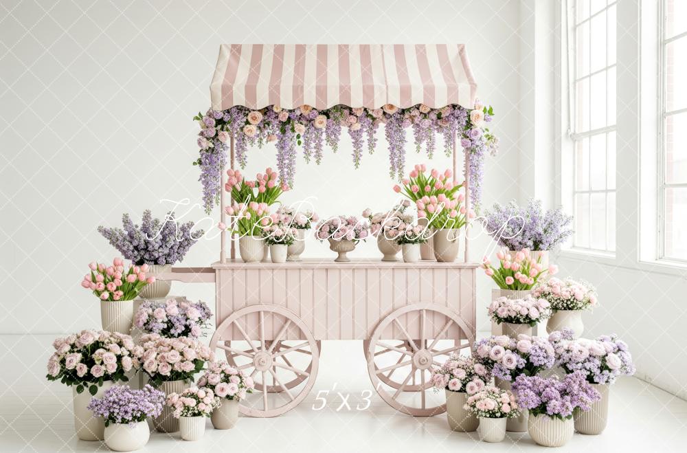 Kate Spring Flower Cart Pink and Purple Flowers Backdrop Designed by Patty Roberts