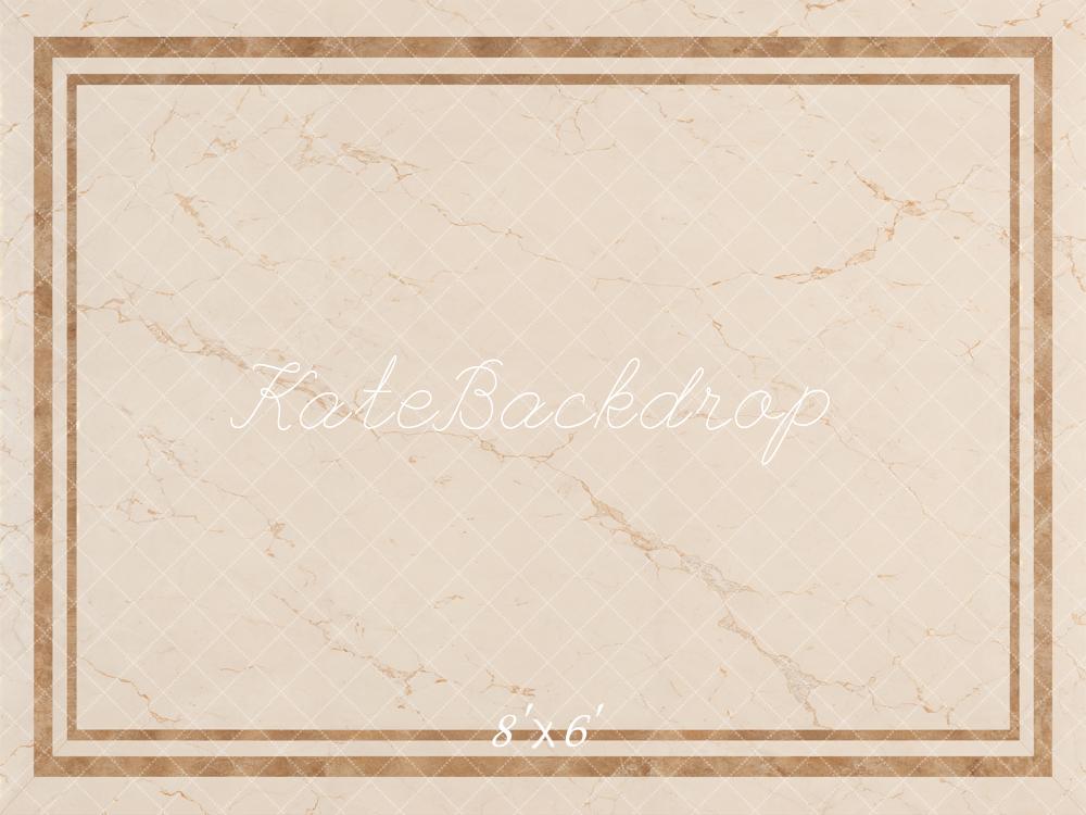 Kate Beige Marble Border Floor Printed Backdrop Designed by Emetselch