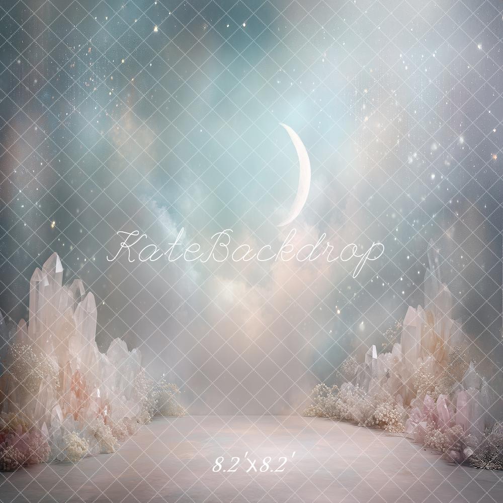 Kate Fantasy Crystal Crescent Moon Sky Printed Backdrop Designed by Angela Miller
