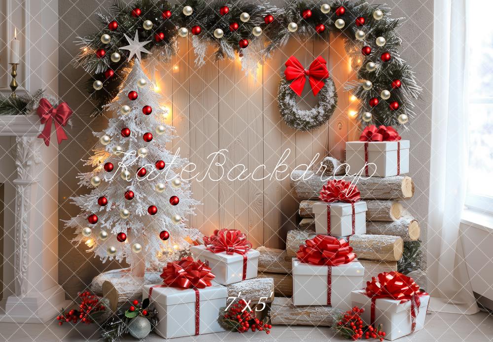 Kate Christmas Tree Snowy Gifts Garland Indoor Backdrop Designed by Mini MakeBelieve