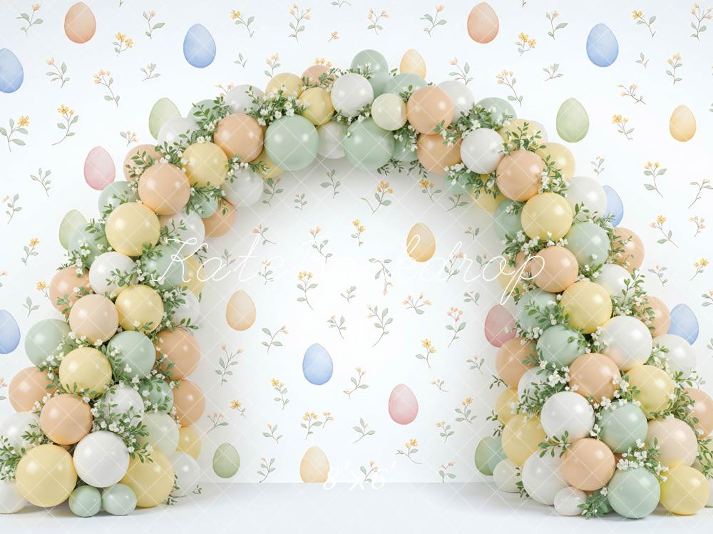 Kate Easter Balloon Arch Pastel Eggs Floral Backdrop Designed by Mini MakeBelieve
