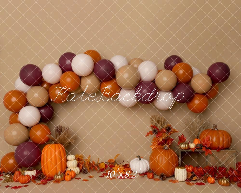 Kate Fall Cake Smash Pumpkin Balloon Arch Backdrop Designed by Melissa King