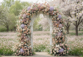 Kate Spring Flower Arch Easter Eggs Spring Garden Printed Backdrop Designed by Mini MakeBelieve