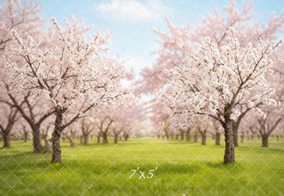 Kate Spring Cherry Blossom Orchard in Spring Printed Backdrop Designed by Emetselch