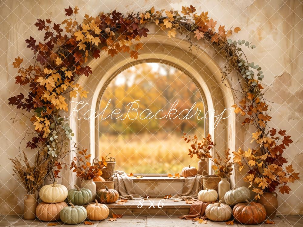 Kate Fall Foliage Pumpkin Arch Abstract Wall Printed Backdrop Designed by Patty Roberts