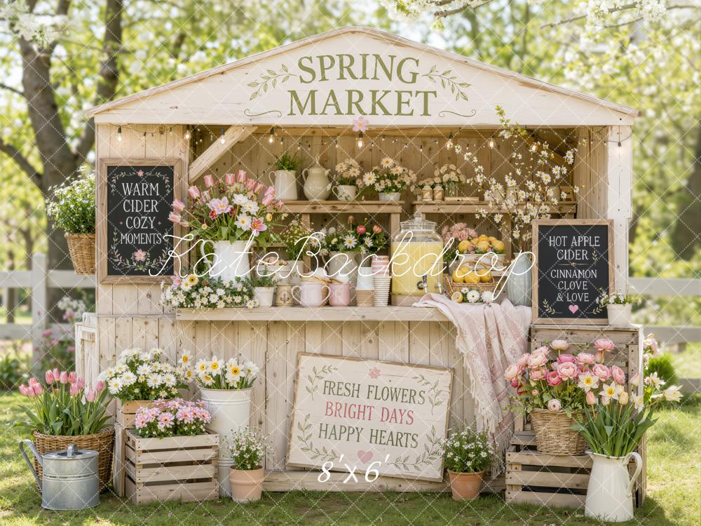 Kate Spring Flower Market Rustic Booth Outdoor Printed Backdrop Designed by Emetselch