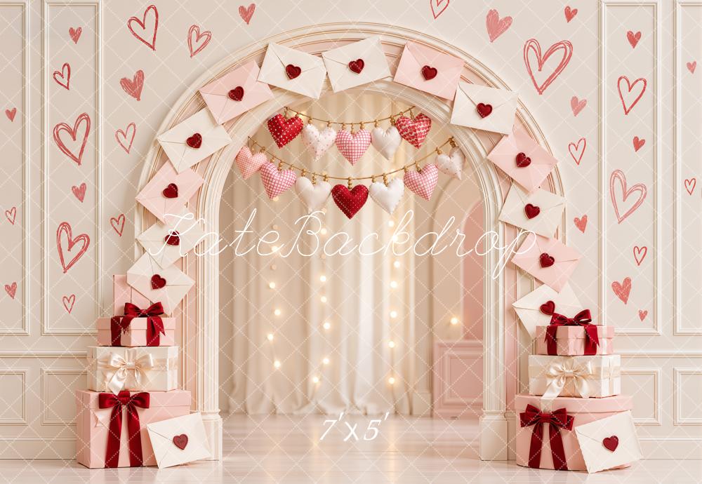 Kate Valentine's Day Heart Envelope Arch Gifts White Printed Backdrop Designed by Emetselch