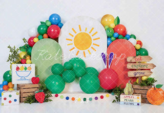 Kate Cake Smash Colorful Catepillar Balloon Sun Fruit Crates Printed Backdrop Printed Backdrop Designed by Mini MakeBelieve