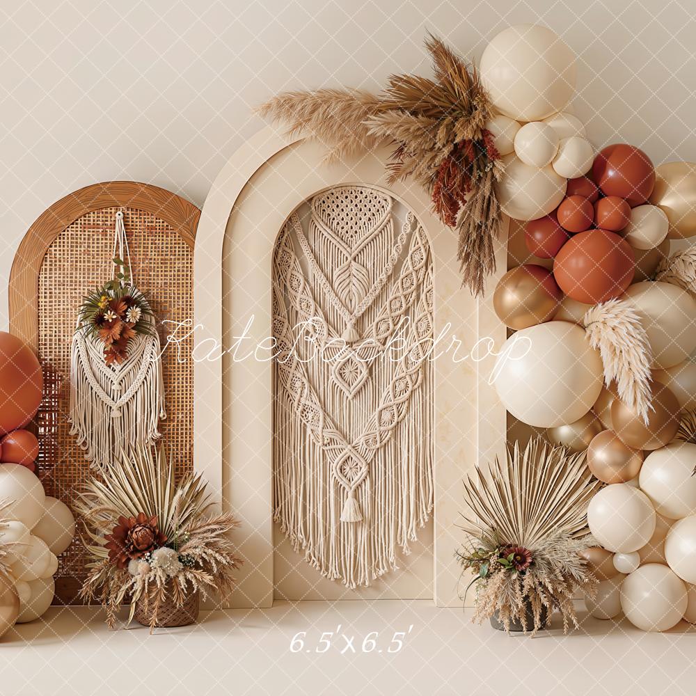 TEST Kate Boho Arch Macrame Balloon Dried Pampas Printed Backdrop Designed by Emetselch