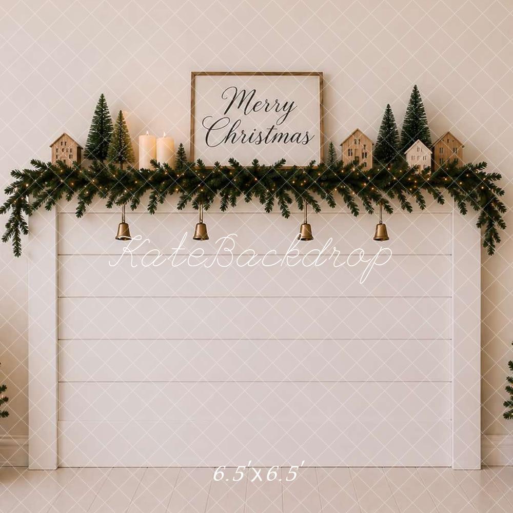 Kate Christmas Headboard Simple Noel Garland Trees White Printed Backdrop Designed by Caitlin Lynch