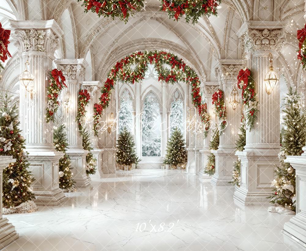 Kate Christmas Architecture Elegant Garland Archway Columns Backdrop Designed by Emetselch
